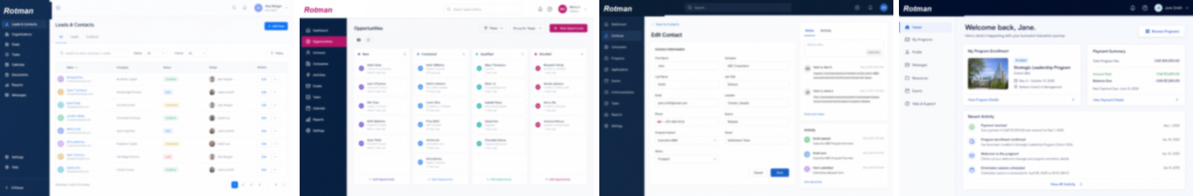 Rotman EP CRM-style application interfaces